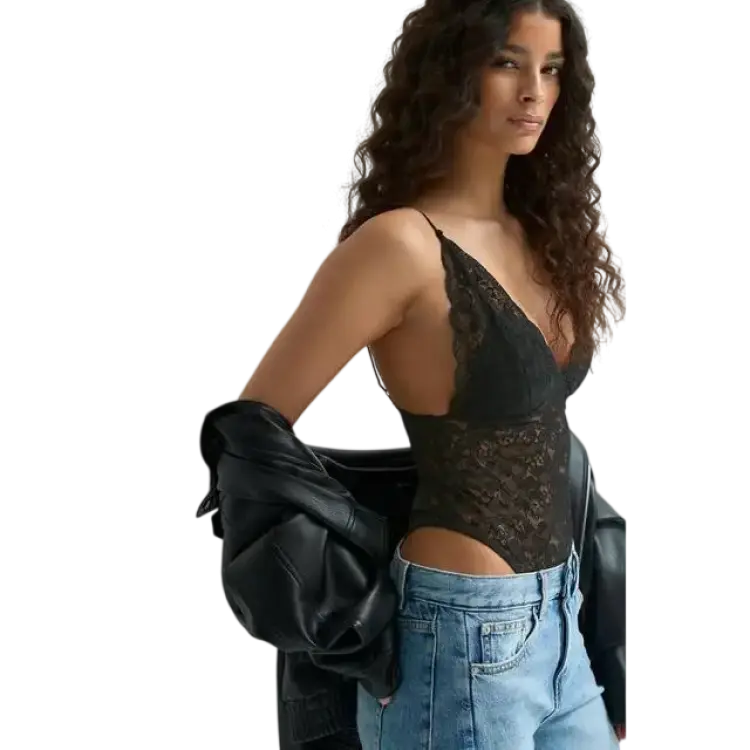 Gina Tricot Lace Body - Svart