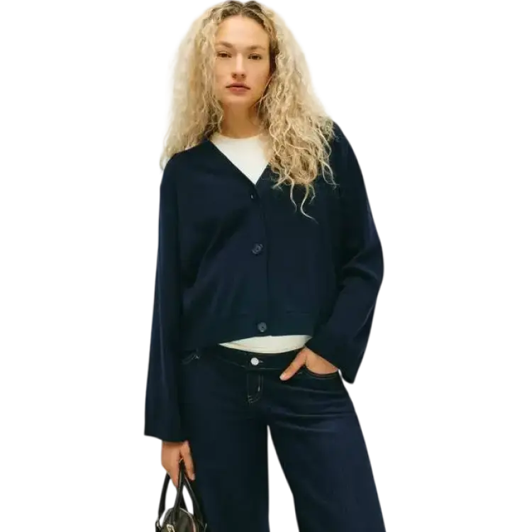 H&M Mama Finstickad Kofta - Marinblå