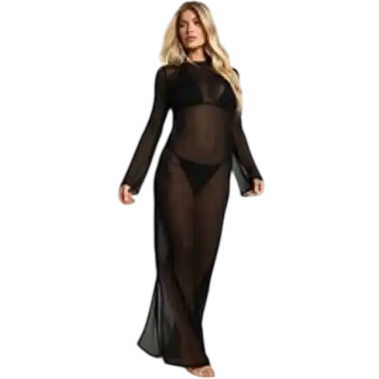 boohoo Dam Beachwear Essentials Maxiklänning - Black