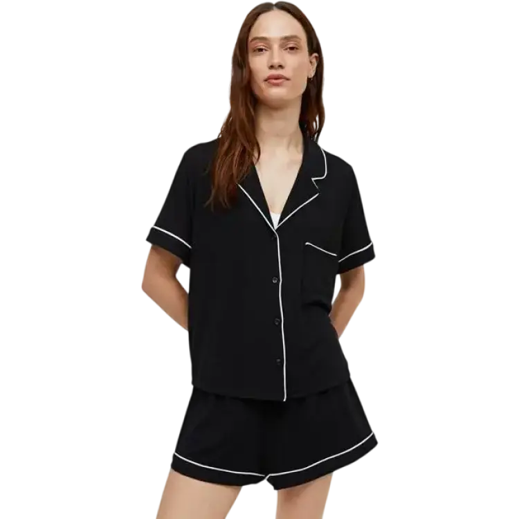 H&M Dam Svart Pyjamas med skjorta och shorts