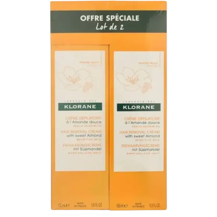 Klorane Söt Mandel Hårborttagningskräm 2x150ml