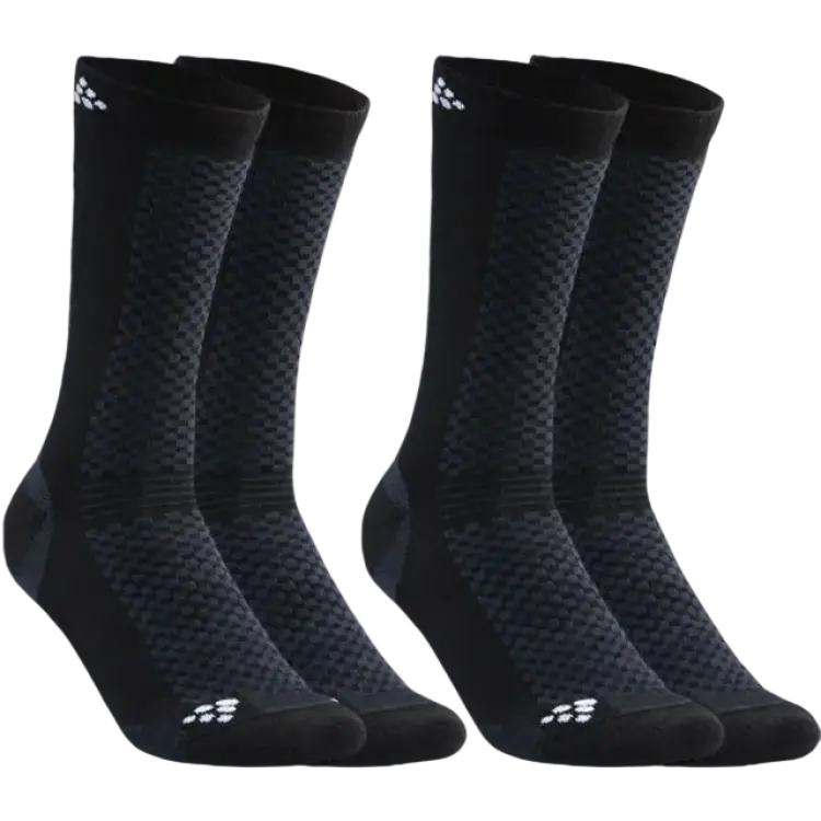 Craft Warm Mid Socks 2-pack - Black/White