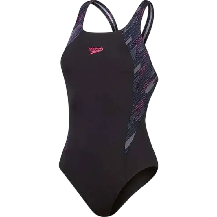 Speedo Hyperboom Splice Muscleback Baddräkt - Black/Pink