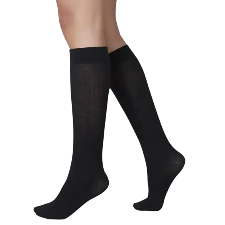 Swedish Stockings Freja Organic Wool Knästrumpor Svart