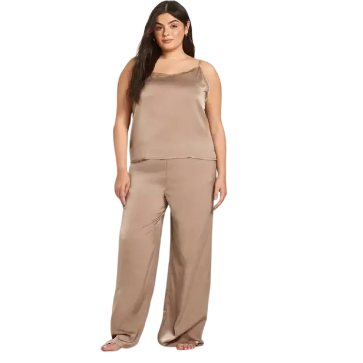 boohoo Dam Plus Linne Och Byxor Pyjamas Set - Mocha