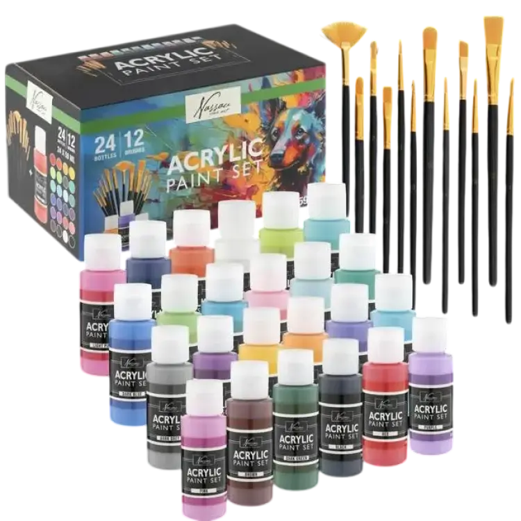 Nassau Fine Art Paint Acrylic 12 Brushes AR0765 GE