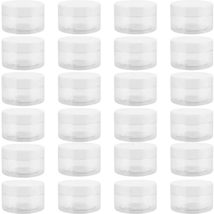 JEUIHAU Genomskinliga Plastburkar 24-pack 100 ml med Lock Köksbehållare 24st 0.1L