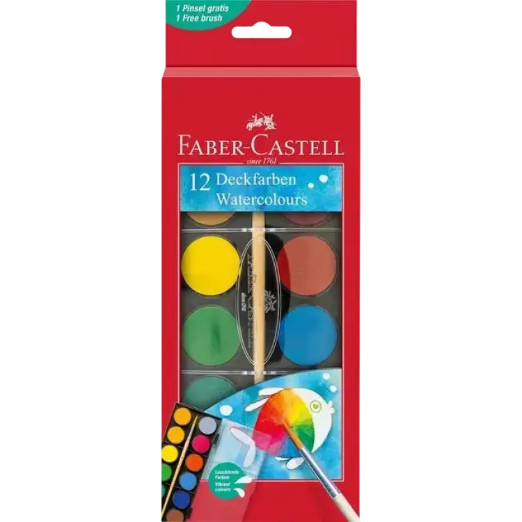 Faber-Castell Vattenfärg Däckfärg Akvarell 12 Färger 1 bor One Size Måling
