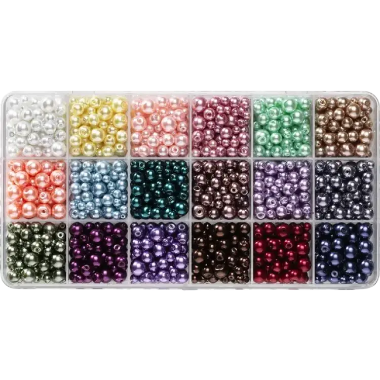 Panduro Vaxade glaspärlor 18 vackert glänsande färger 1080st