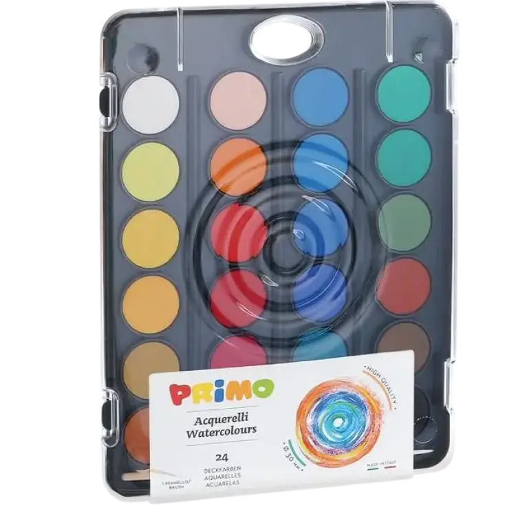 Primo Vattenfärger 24-set Ø30 + Pensel