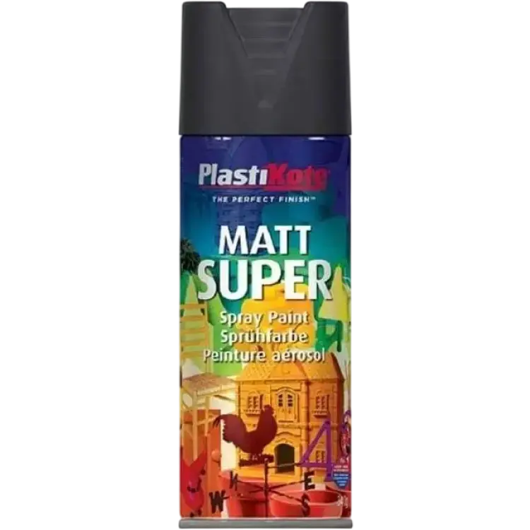 Plasti-Kote Matt Super Spray Black 400ml
