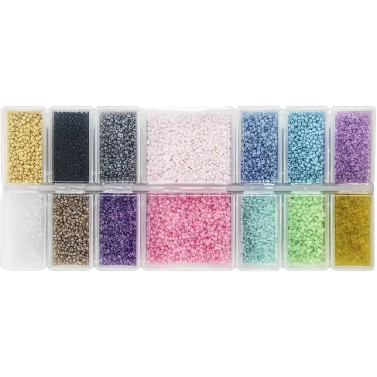 Panduro Rocaillesperler Glasperler i 14 Skønne Sommerskinnende Nuancer 2-2,5mm