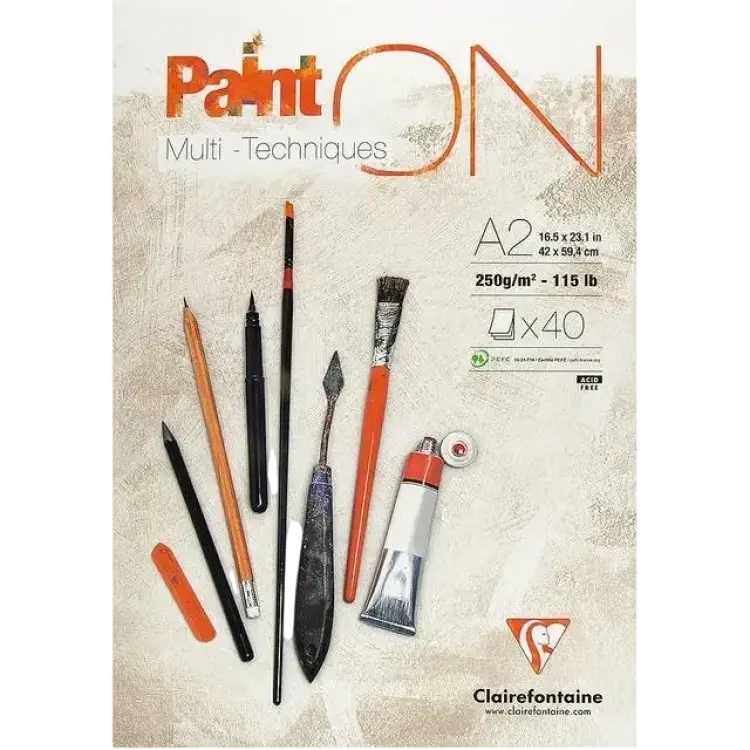 Clairefontaine Paint-ON Multi-Techniques White Pad A2 250g 40 sheets