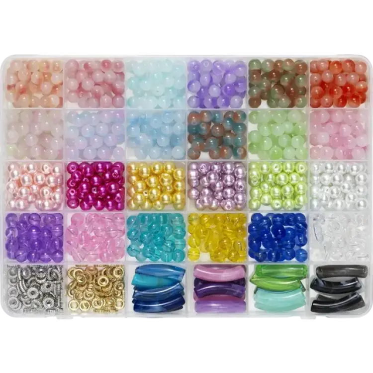 Panduro Pärlmix 720 Glaspärlor 24 Långa Tubpärlor