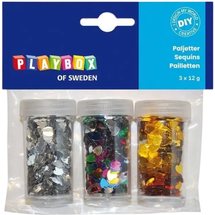 ABA Skol Paljetter 3x12 g hjärtan