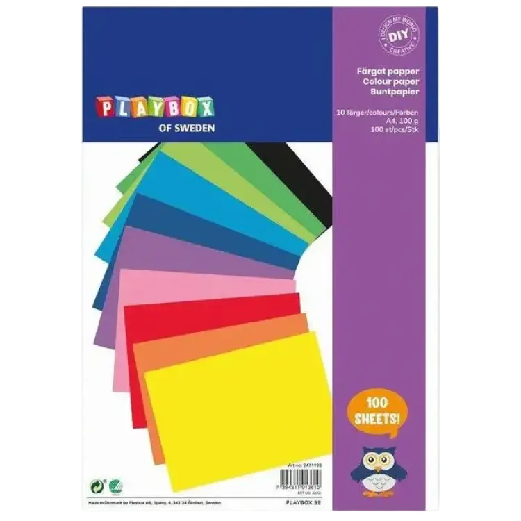 PlayBox Färgat Papper A4 100 Ark