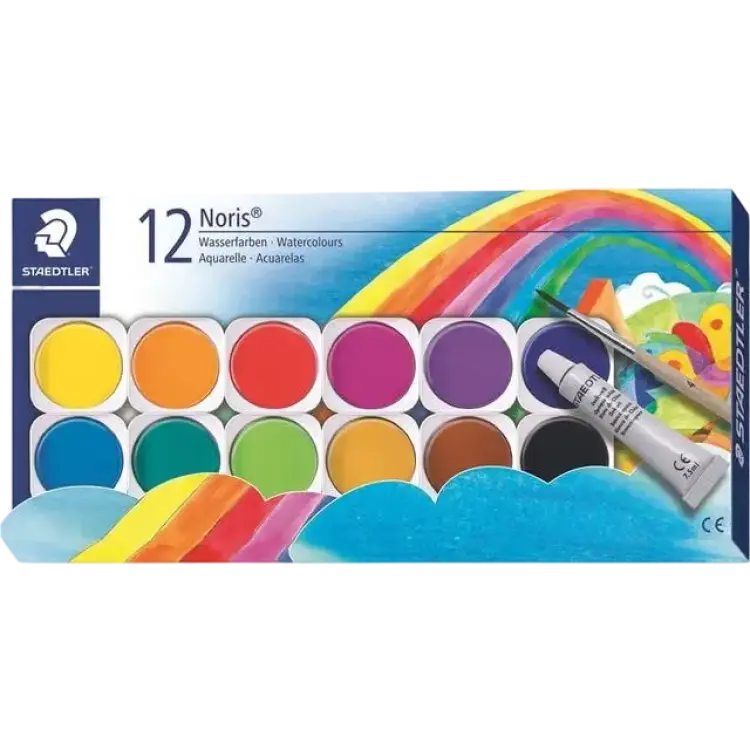 Staedtler Noris 888 Paint Box 12 Colours Pack of 1 Brush & Opaque Paint