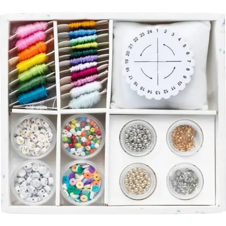 Panduro Kumihimo armband, kit med pärlor, smyckestrådar, tråd och kumihimo-platta