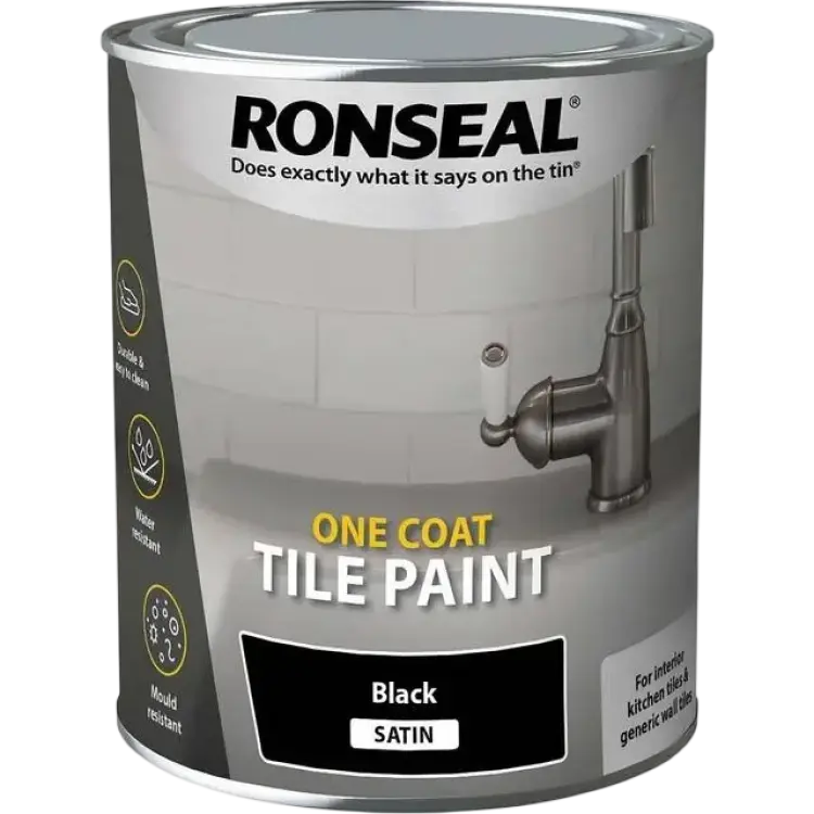 Ronseal One Coat Tile Våtrumsfärg Black 0.75L