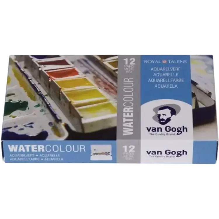 Royal Talens Van Gogh akvarellset i metallbox ½ Kopp (12 färger & pensel)