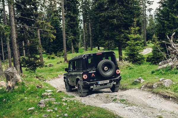 Green Ineos Grenadier exterior- Rear