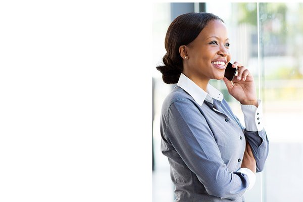 Lady smiling on phone