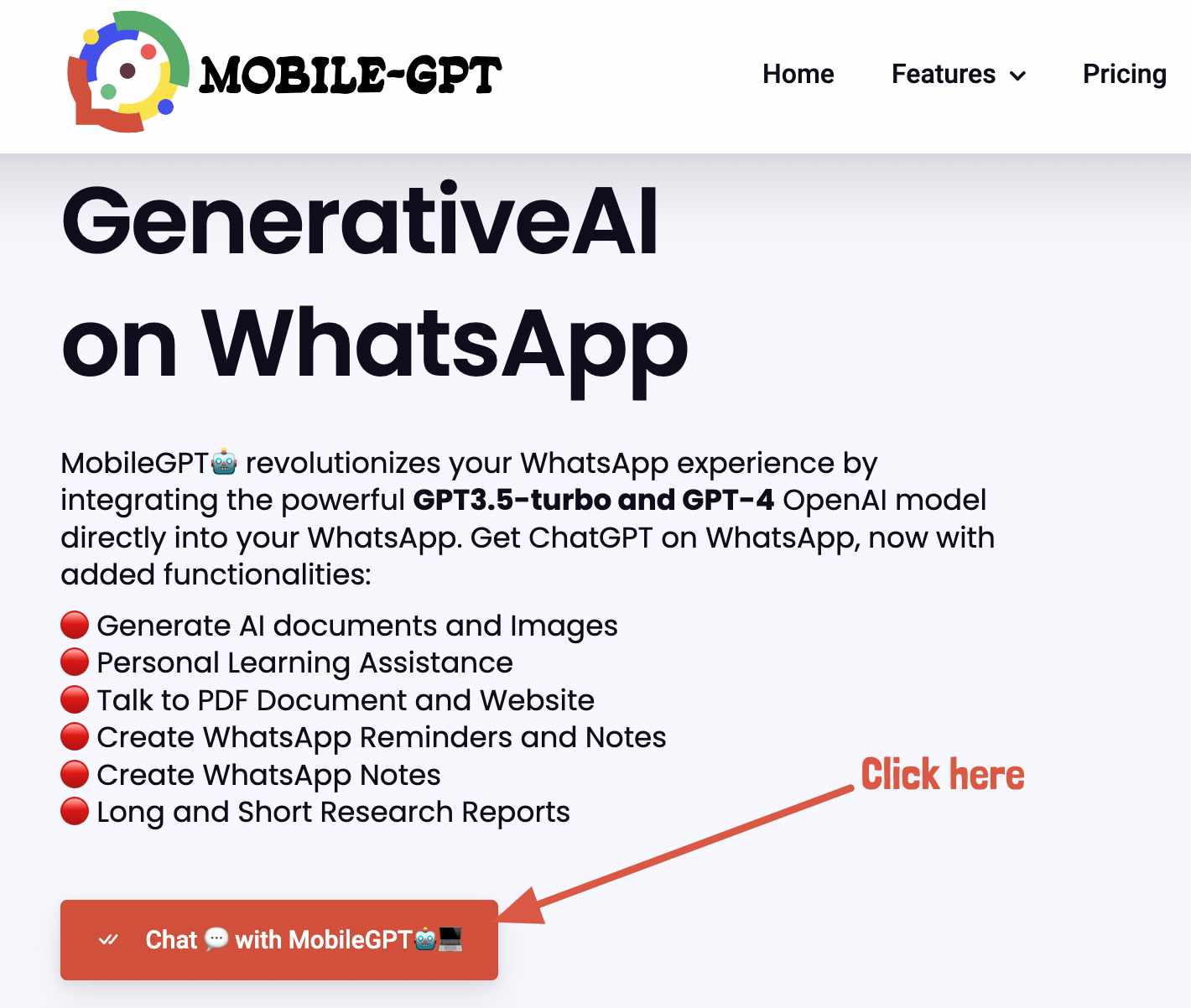 Getting started with MobileGPT ChatGPT on WhatsApp