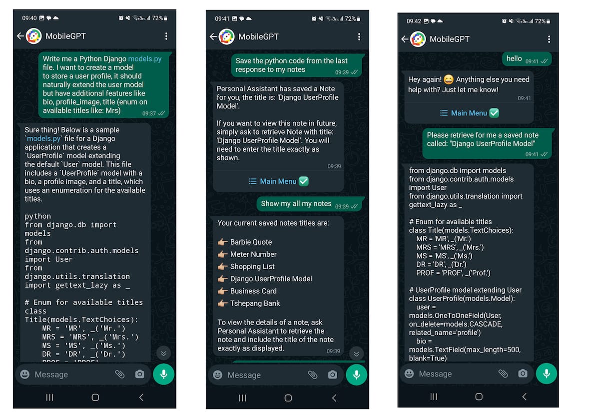 Save notes on WhatsApp Smart AI