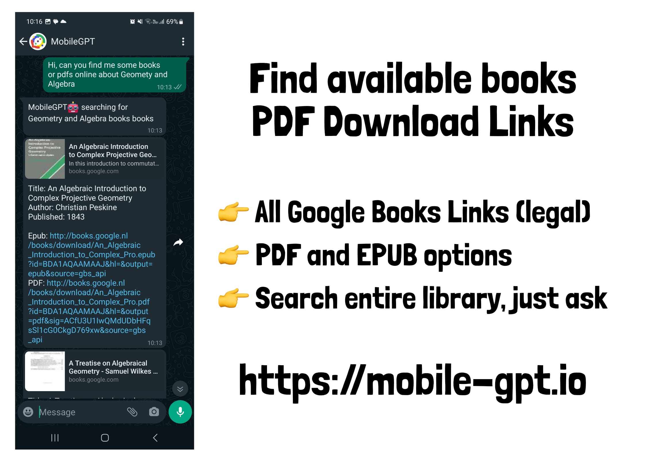 Search for PDF, Books, EPUB online with WhatsApp