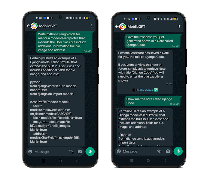 AI Chatbot Personal Assistant Save Notes Reminders