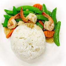 F38 Sh Stir Fried Snap Peas Over Rice With Shrimp