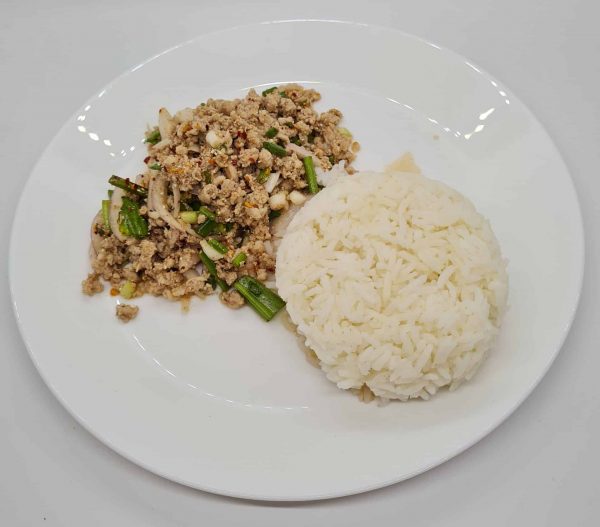F46 Po Thai Spicy And Sour Minced Pork Over Rice