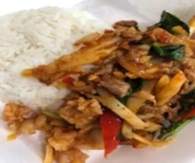 F50 Stir Fried Spicy Pickled Bamboo Shoot And Over Rice Naw Mai Pad Prik