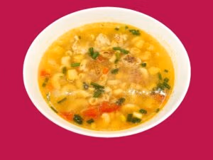 F53 Clear macaroni soup