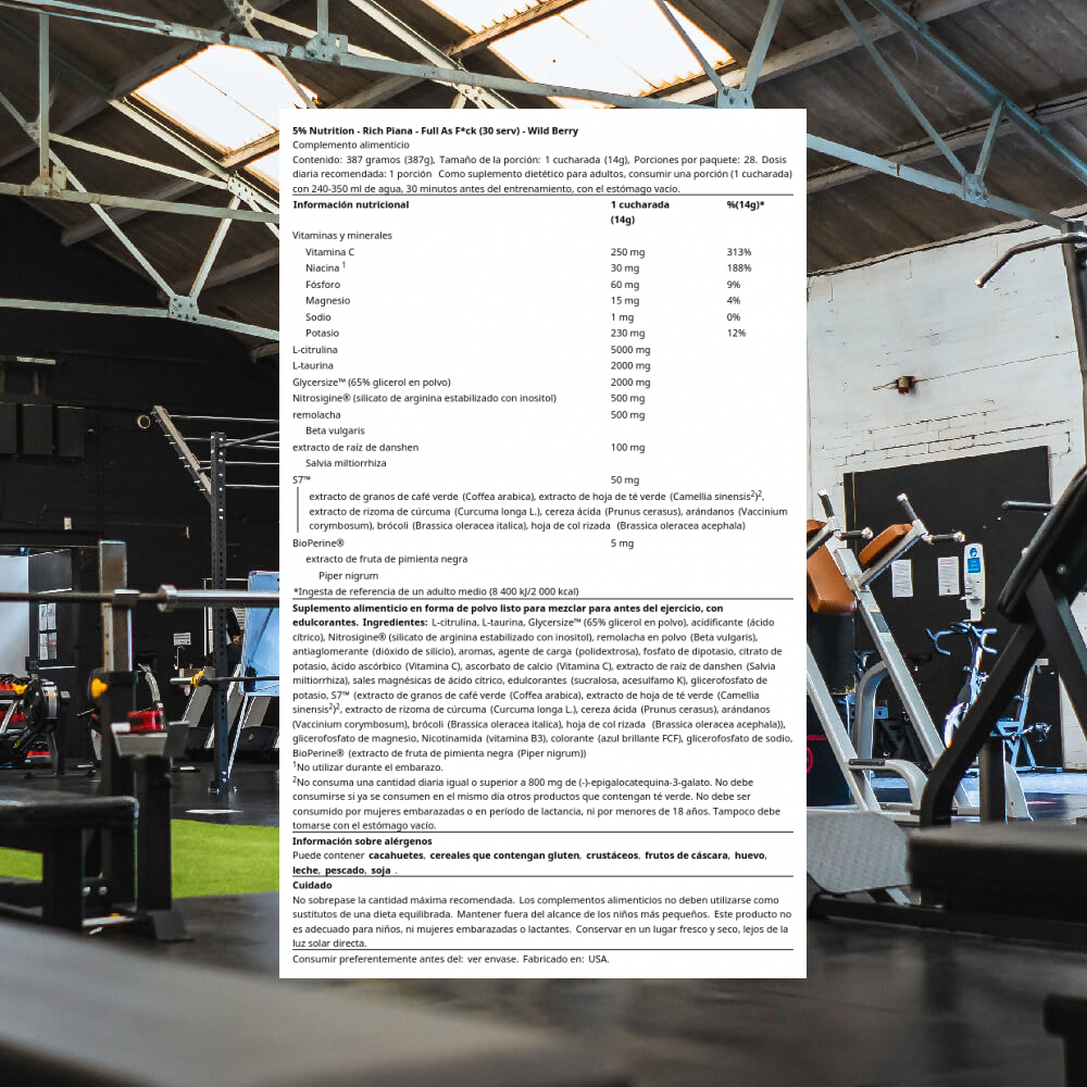 5% Nutrition - Rich Piana Full As F*ck - Pre-Workout - NO Booster - Imagen 15 de 15