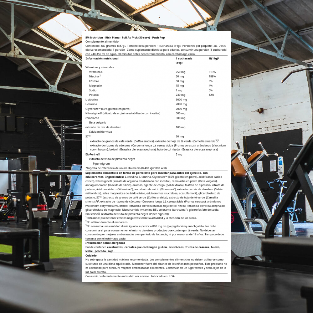 5% Nutrition - Rich Piana Full As F*ck - Pre-Workout - NO Booster - Imagen 9 de 15