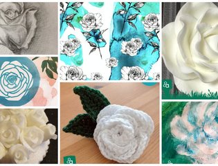 Collage of handmade roses for this year's World Ovarian Cancer Day