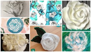 Collage of handmade roses for this year's World Ovarian Cancer Day