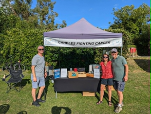 Sue and Neil (right) with candle stall