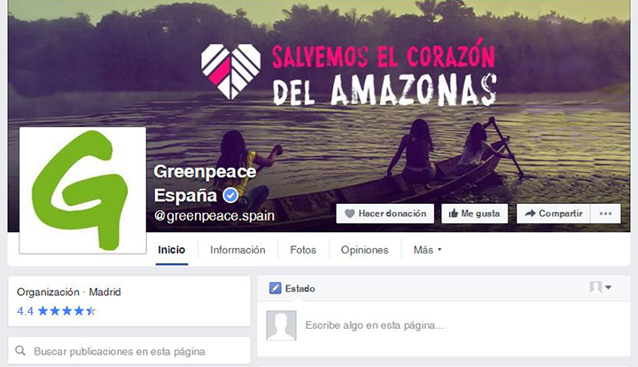 Facebook para ONG: Greenpeace