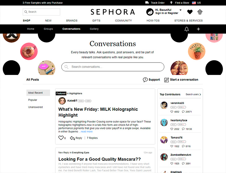 Comunidad de marca Beauty talk Sephora