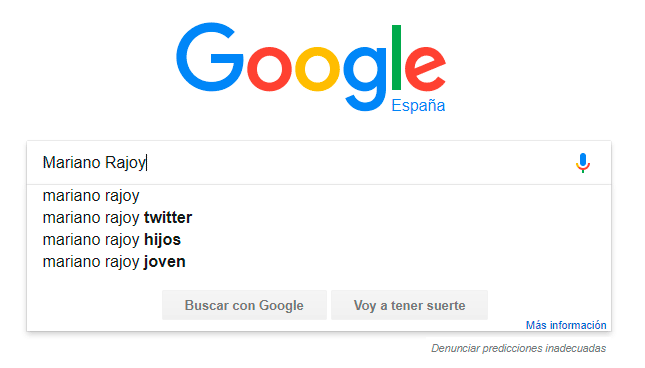 Búsqueda mariano Rajoy en Google