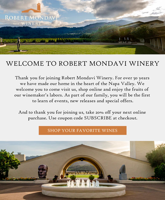Robert Mondavi Email de bienvenida