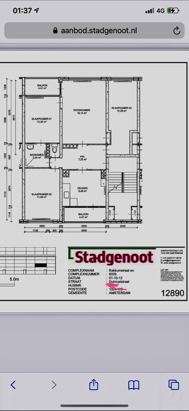 Te huur: Amsterdam / €1100,00 p.m. / 70,00m2