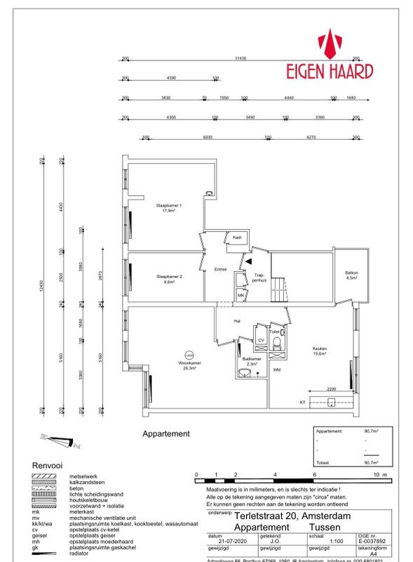 For rent: Amsterdam / €1024.00 p.m. / 91.00m2