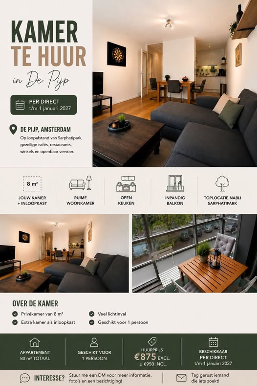 Te huur: Amsterdam / €875,00 p.m. / 80,00m2