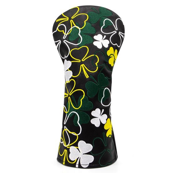 golfheadcover set klaver zwart