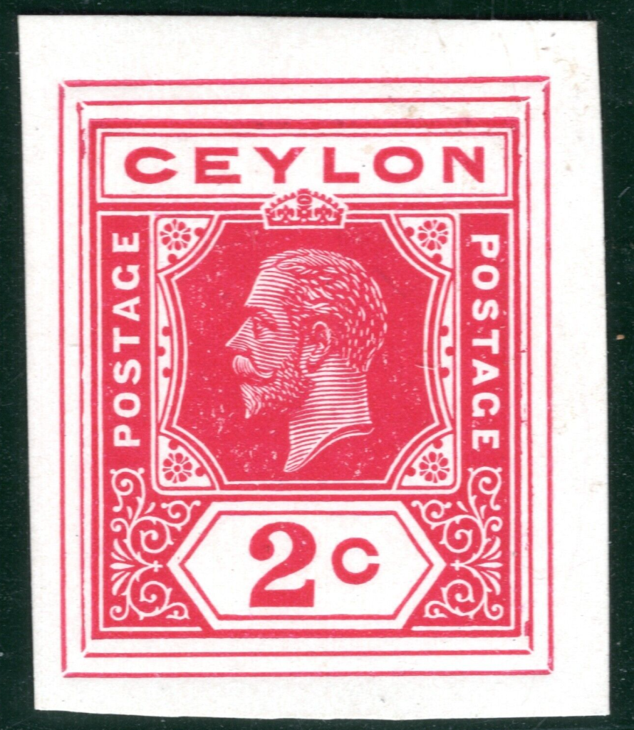 Stamp Color Key CEYLON KGV Stamp 2c PROOF/COLOUR TRIAL Key Plate Stationery Die YOW22 ...