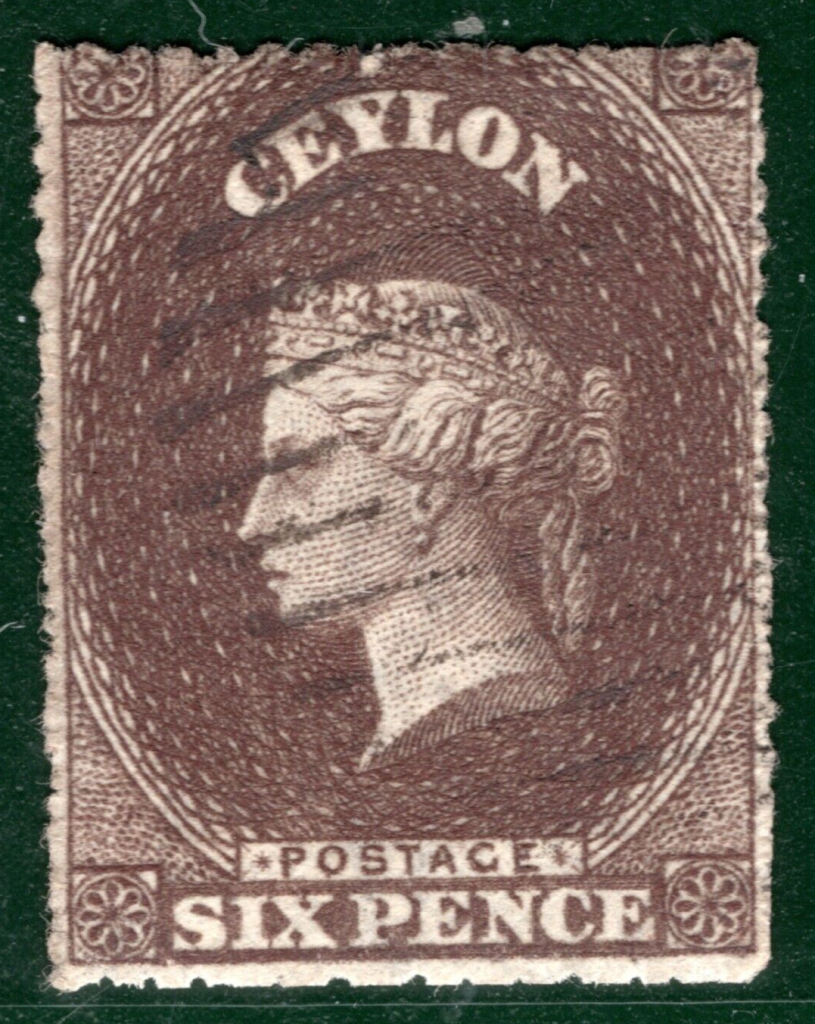 CEYLON QV PENCE ISSUE Classic Stamp SG.31 6d Deep Brown Used Cat £130 ...