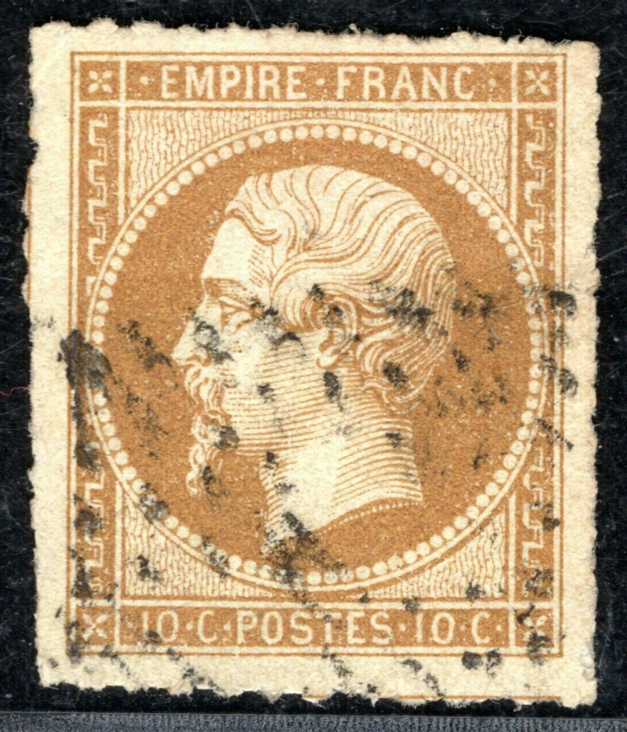 FRANCE CLASSIC Stamp NAPOLEON 10c Bistre UNOFFICIAL ROULETTE